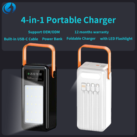 Batterie externe étanche haute capacité 40000mAh, charge rapide, double USB, portable, avec lampe de camping