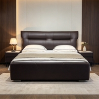 Ensemble de meubles de chambre à coucher modernes, cadre de lit en cuir, tête de lit, sommier à lattes en bois, taille King et Queen, adapté à la maison, à l'appartement et à l'hôtel