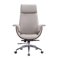 Chaise de bureau exécutive ergonomique moderne en cuir véritable avec hauteur réglable et base coulissante