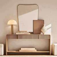 Console d'entrée Taliya en chêne massif de style américain, table de rangement moderne et durable pour salon, meuble décoratif pour couloir