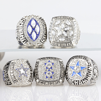 Ensemble de bagues de championnat répliques des Dallas Cowboys, champions du monde, 1971, 1972, 1992, 1993, 1995 (5 pièces)