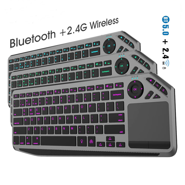 Oem Arabic and English Keyboard Wireless Russian Keyboard Led Wireless Pc Keyboard with Backlight and Touchpad