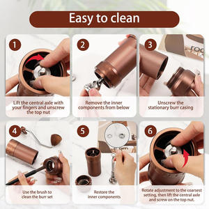 Moulin à café manuel en acier inoxydable CNC à meules coniques, nouvelle conception, démontable, 60 niveaux de réglage supérieur - Product Image 5