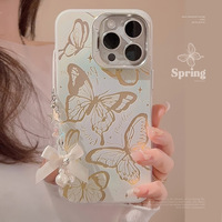 Papillon bleu Ins avec chaîne de suspension pour Apple 15 Pro Max pour iPhone 13 Laser 14 Ultra Fairy 16-TPU étuis de téléphone portable