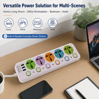 Multiprise universelle 5 prises CA avec 3 ports USB et interrupteur individuel, idéale pour la formation, les conférences, la vente au détail et les cliniques