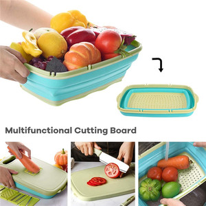 Tabla de cortar multiusos 9 en 1 con cesta para lavar verduras, tabla de cortar plegable con colador para acampar - Product Image 3