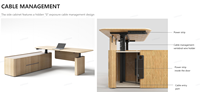 Bureau de direction modulaire réglable en hauteur avec système de levage LINAK, peinture DING sans formaldéhyde, placage MDF, gestion des câbles dissimulée
