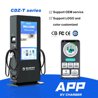 Station de recharge rapide DC Bluesky 60 kW pour véhicules électriques, double connecteur GBT, chargeur commercial intelligent pour VE, OCPP 1.6J, borne au sol
