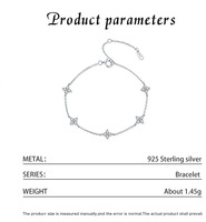 Bracelet Femme en Argent Sterling 925, Bracelet Trèfle en Zircon Argent 925, Bijou Délicat Ajustable et Empilable pour Femme, Cadeau