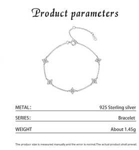 S925 Sterling Silver dainty three flower zircon <b>bracelet</b> delicate silver chain adjustable thin charm <b>bracelet</b> for women - Product Image 2