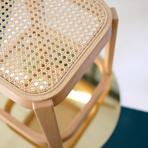 Wooden Cane <strong>Low</strong> <strong>Stool</strong> With Ashwood Frame and Weaved Rattan Seat - Product Image 4