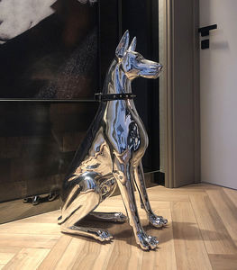 Escultura de Perro Doberman <span class=keywords><strong>Pinscher</strong></span> de Lujo Ligero, Galvanizada, para Decoración de Sala de Estar, Adorno Grande para el Suelo - Product Image 2