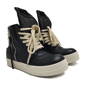 Zapatos de Hombre R, O, de Cuero Genuino, de Caña Alta, Negros y Blancos, con Diseño de Triángulo Invertido Grande - Product Image 3