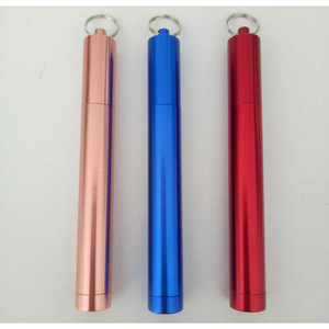 Stainless Steel Telescopic <b>Straws</b> 14mm Diameter <b>Reusable</b> Travel Folding <b>Straw</b> Set With Keychain For Outdoor Use - Product Image 5