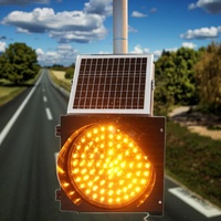 Feux de signalisation LED solaires clignotants jaunes de 300 mm, durée de vie de 15 à 25 ans, fonctionnement 24h/24 et 7j/7 pour la sécurité des intersections scolaires, fixe