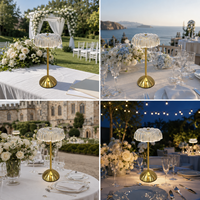 Lampe de centre de table moderne à piles en acrylique doré de qualité supérieure pour réception de mariage occidentale sur longue table