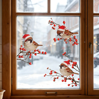 Autocollants électrostatiques de Noël pour fenêtres, adhésifs pour vitres, double face, réutilisables, décoration de la maison, autocollants amovibles