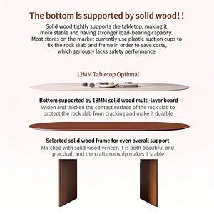 Ensemble de <span class=keywords><strong>table</strong></span> à manger ovale moderne minimaliste en bois massif et pierre frittée avec chaises pour la maison, salon, style moderne du milieu du siècle - Product Image 5