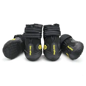 Calçados de cachorro com tiras reflexivas, 4 unidades, conjunto seguro, botas de segurança com borracha antiderrapante robusta