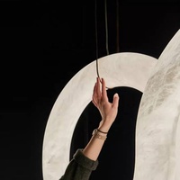 Lustre suspendu en albâtre naturel espagnol, design moderne en forme de huit, pour salon et cuisine