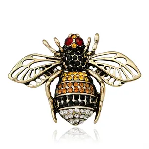 DRAG130 Vintage Rhinestones Bees Brooches Women Brooch Jewelry Wholesale