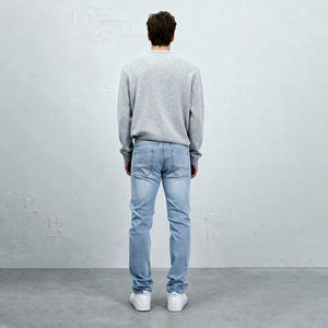 고품질 남성 빈티지 스타일 슬림핏 찢어진 청바지 3D 스트리트웨어 스트레이트 스택드 데님 팬츠 빠른 배송 여름 가을 - Product Image 4