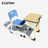 Ensemble de meubles scolaires modernes en bois réglables en hauteur, tables et chaises d'école