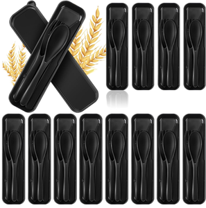 Tái Sử Dụng Đồ Dùng Du Lịch Đặt Rơm Lúa Mì Nhựa Cầm Tay Muỗng Nĩa Dao Cắm Trại Dao Kéo Với Trường Hợp - Product Image 1