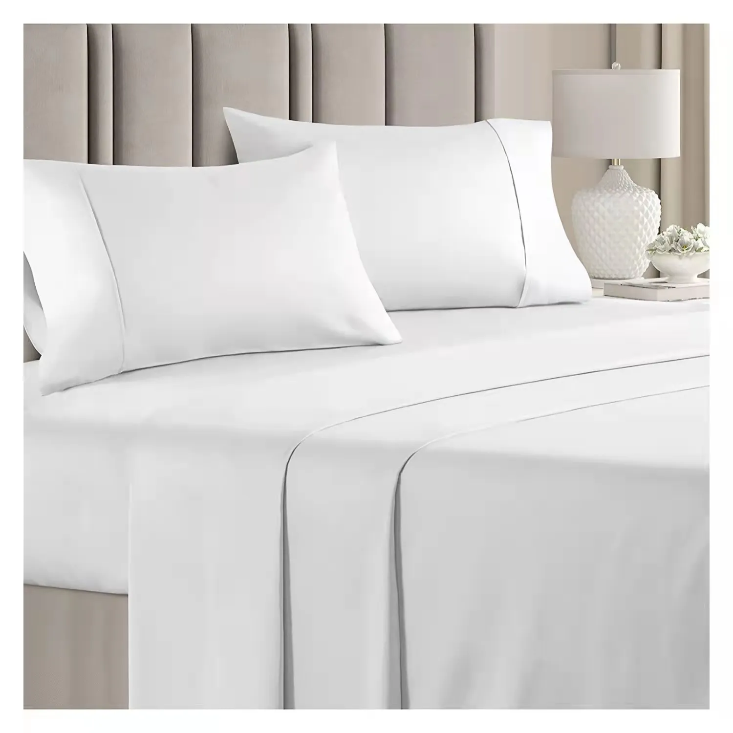 High Quality Pure Cotton Queen Size Sheets Set Home Bedding Sets Sateen 600TC Egyptian Cotton Bed Sheets Set for Hotel