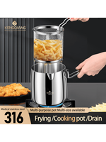 Friteuse en acier inoxydable 316, multifonctionnelle, profonde, avec filtre, pour usage domestique et commercial, paniers à tempura spéciaux