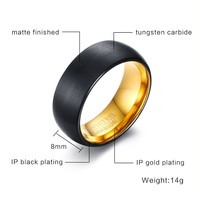 2021 Mode Pria Gaya IP Emas Hitam Logo Ukiran Tungsten Karbida Dekoratif untuk Cincin Jari Indeks untuk Pria