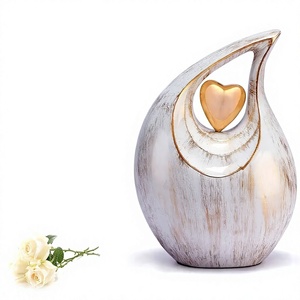 Urne funéraire pour cendres humaines, design marbre argenté, forme de larme, grande taille, qualité supérieure, style classique. - Product Image 2