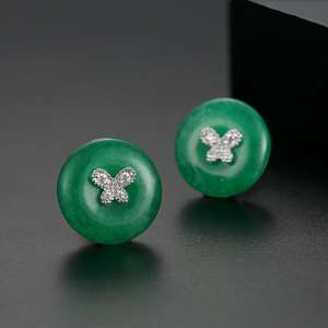 LUOTEEMI gioielli di moda per feste di matrimonio Design elegante orecchini a bottone in giada attraenti per le donne - Product Image 4