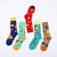 Baleine Vente en gros Modèles sur le thème de la nourriture Chaussettes quotidiennes Orange Sushi Café Vin rouge Barbecue Bière Chips Pâtes Pizza Taco Chaussettes unisexes