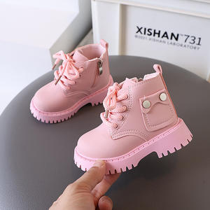 Niños Otoño Invierno tendencia cuero con <span class=keywords><strong>cordones</strong></span> tobillo cálido invierno <span class=keywords><strong>botas</strong></span> Zapatos nuevas niñas niños <span class=keywords><strong>botas</strong></span> de cuero - Product Image 2