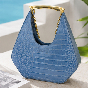 Sac à bandoulière pour femme en cuir PU gaufré crocodile personnalisable, nouveau sac à main de luxe avec poignée en métal doré, logo personnalisé OEM - Product Image 4