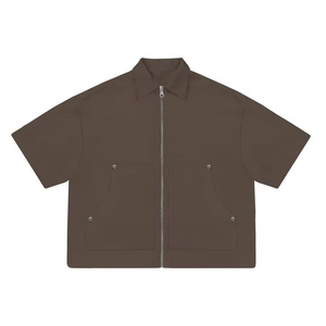 Nouveau design de polo en toile personnalisé de haute qualité Polo de golf à fermeture éclair T-shirt à rivets multi-poches - Product Image 5