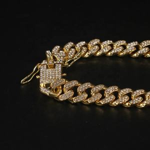 Cadena Hip Hop Iced Out con Dijes de Cristal CZ para Hombre y Mujer, Collares de Cadena Cubana, Gargantilla, Joyería de Oro de 18K - Product Image 2