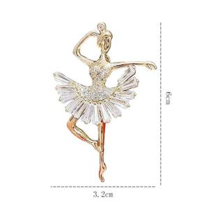 Elegante Broche de Bailarina de Cristal Brillante, Nuevo Broche de Aleación Plateada Exquisito, Accesorios de Corsage, Hebilla, Regalo de Primavera para Niños - Product Image 2