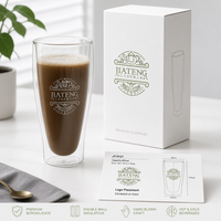 Tasses à café personnalisables avec logo, grandes, transparentes, à double paroi, isolées, en borosilicate, écologiques, 600 ml, pour boissons chaudes, espresso, thé, latte
