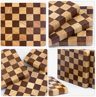 Sous-verres en bois à motif damier, résistants à la chaleur, pour la maison, le café, le restaurant et l'hôtel