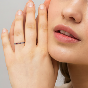 Bague empilable Ruby Guard en or blanc 14 carats, 0,37 ct, style tendance et élégant, largeur 2 mm, plaqué or rose et or - Product Image 1