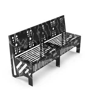 Banc moderne en métal découpé CNC avec dossier – Sièges publics extérieurs en acier inoxydable / aluminium personnalisables - Product Image 1