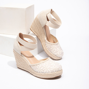 Sandali <span class=keywords><strong>con</strong></span> <span class=keywords><strong>zeppa</strong></span> da donna taglia 36-41 <span class=keywords><strong>con</strong></span> semplice corda di canapa intrecciata e <span class=keywords><strong>scarpe</strong></span> da donna <span class=keywords><strong>con</strong></span> suola spessa <span class=keywords><strong>con</strong></span> tacco grande <span class=keywords><strong>zeppa</strong></span> - Product Image 5