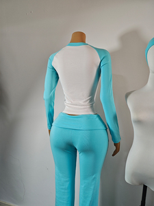 Completo Loungewear Coordinato da Donna: Maglia a Maniche Lunghe <span class=keywords><strong>e</strong></span> Pantaloni a Zampa <span class=keywords><strong>Larghi</strong></span> – Completo Due Pezzi per Sport, Yoga <span class=keywords><strong>e</strong></span> Comfort Quotidiano - Product Image 5