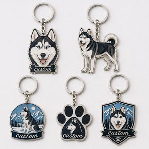 Porte-clés personnalisé Husky pour amoureux des chiots, promotion pour animalerie, souvenir, badge, porte-clés en métal - Product Image 1