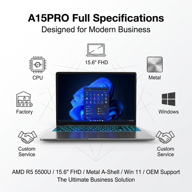 The A15Pro Product Manufactured by Yifang Factory MD Ryzen 5 5500U Processor HDMI Port Large-capacity Battery Business Laptops