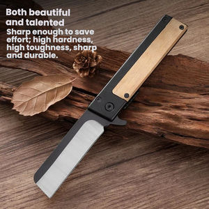 Couteau à greffer pliable avec manche en bambou, outil d'extérieur, couteau de camping, couteau pratique pour l'autodéfense, couteau à fruits - Product Image 1