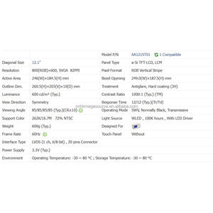 AA121ST01 Pantalla de 12,1 pulgadas 800*600 Pantalla Lcd AA121ST01 Panel Lcd - Product Image 4