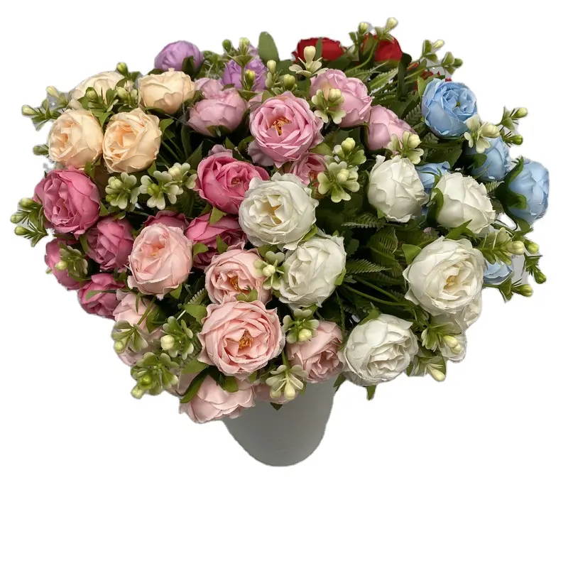 Tela de lana de imitación de flores para decoración del hogar, decoración de boda con flores y peonías, nuevo estilo